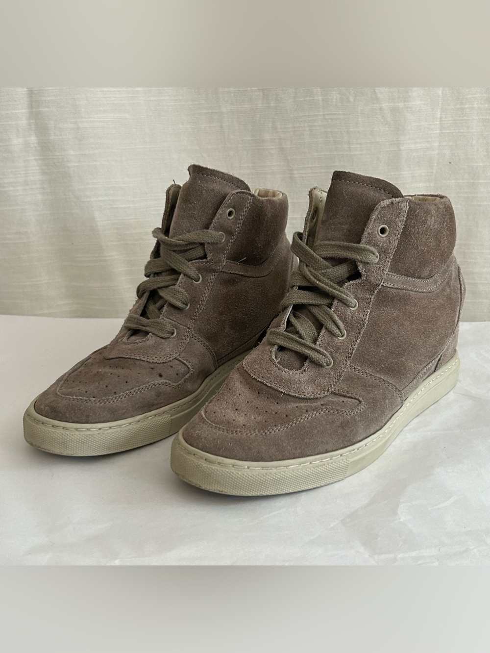 Common Projects Women's Suede Designer High-Top Sneakers in Taupe Brown